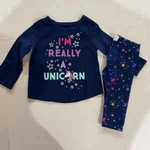 Jumping beans toddler girl I’m really a unicorn shirt and leggings size 12m
